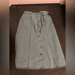 L.L. Bean Teal Button-Front Midi Skirt nwt 12 women's petite